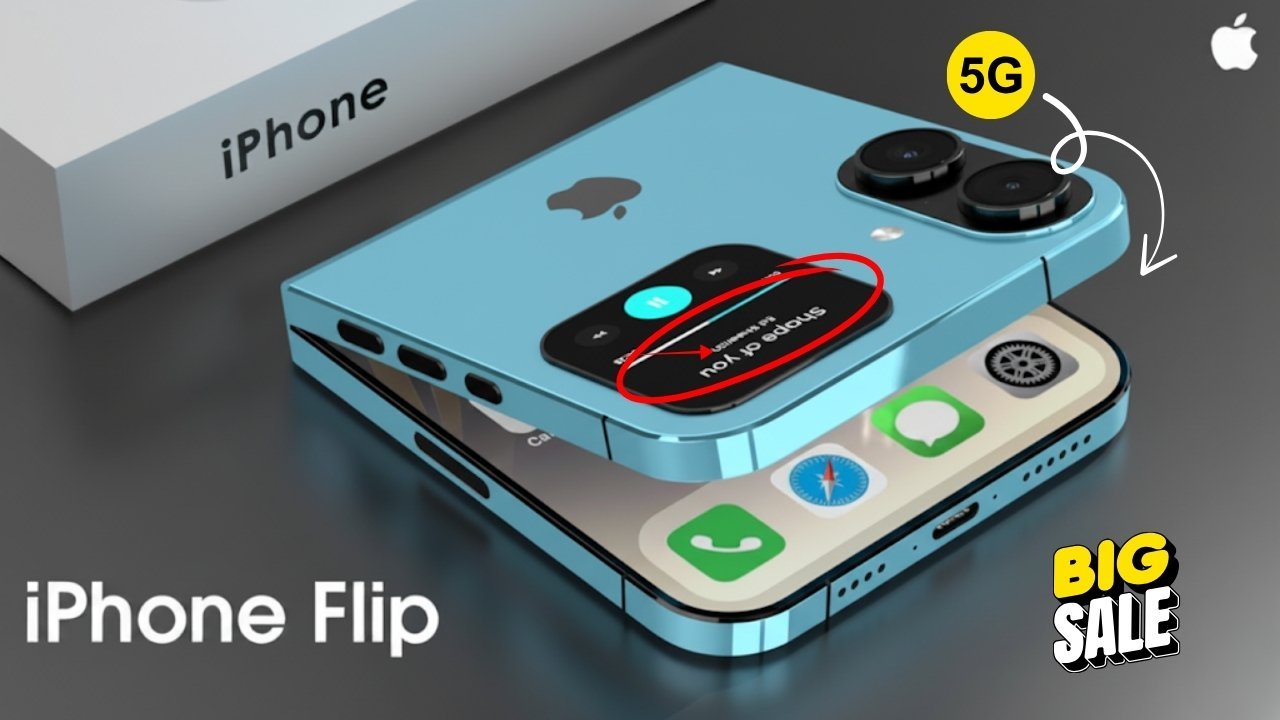 iPhone Flip 2025 | 5000mAh Battery, 40 Hours Backup, A18 Pro Chip, Foldable Display, 5G Features